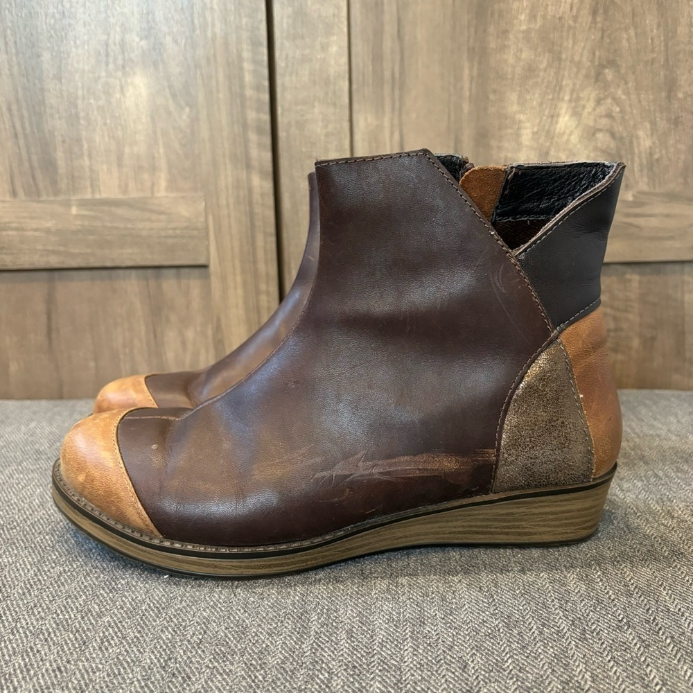 Naot Leather Ankle Boots Brown Bronze Booties 5-5.5 (36)